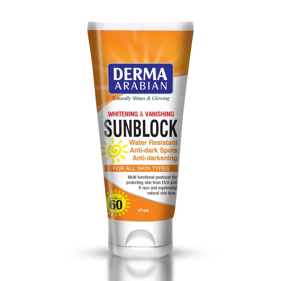 Derma Arabian Whitening & Vanishing Sunblock SPF 60 Tube 200ml - Ultimate  Sun Protection and Skin Whitening