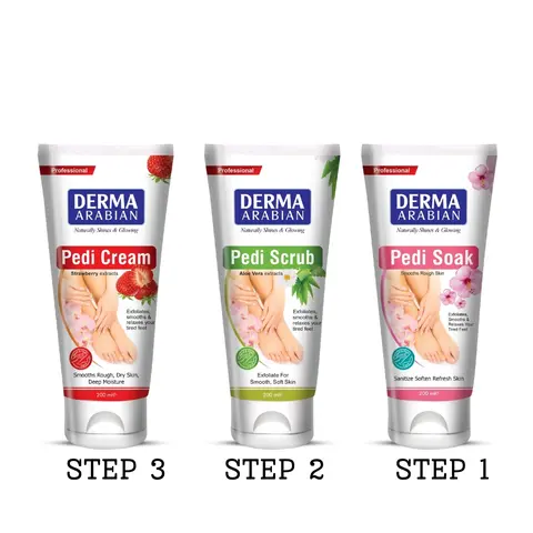 Variant Derma Arabian 3-Step Mani-Pedi Spa Kit | Professional Home Treatment | Soothing Soak, Exfoliating Scrub, Moisturizing Cream | Enriched with Natural Ingredients | 200x3 ml Each Tube 71