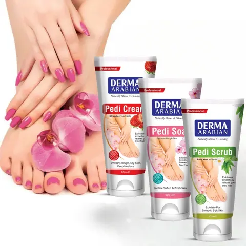 Variant Derma Arabian 3-Step Mani-Pedi Spa Kit | Professional Home Treatment | Soothing Soak, Exfoliating Scrub, Moisturizing Cream | Enriched with Natural Ingredients | 200x3 ml Each Tube 81